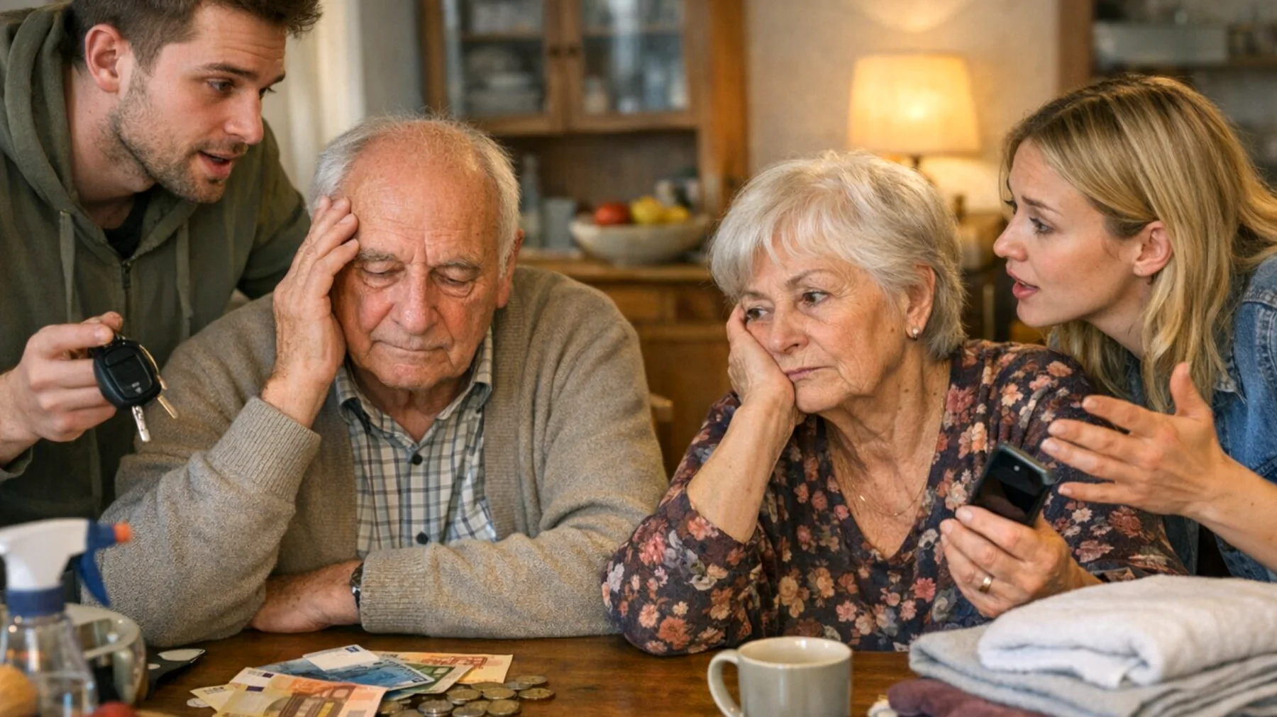 Die Großeltern haben Schwierigkeiten, ihren erwachsenen Enkeln gegenüber Grenzen zu setzen. Sie erfüllen nahezu jeden Wunsch – sei es finanzieller, praktischer oder emotionaler Natur – aus Angst, die Zuneigung der Enkel zu verlieren oder als 'altmodisch' oder 'herzlos' wahrgenommen zu werden. Diese übermäßige Nachgiebigkeit führt dazu, dass die jungen Erwachsenen wenig Eigenverantwortung übernehmen und die Großeltern sich erschöpft und innerlich leer fühlen, ohne zu wissen, wie sie dieses Muster durchbrechen können."