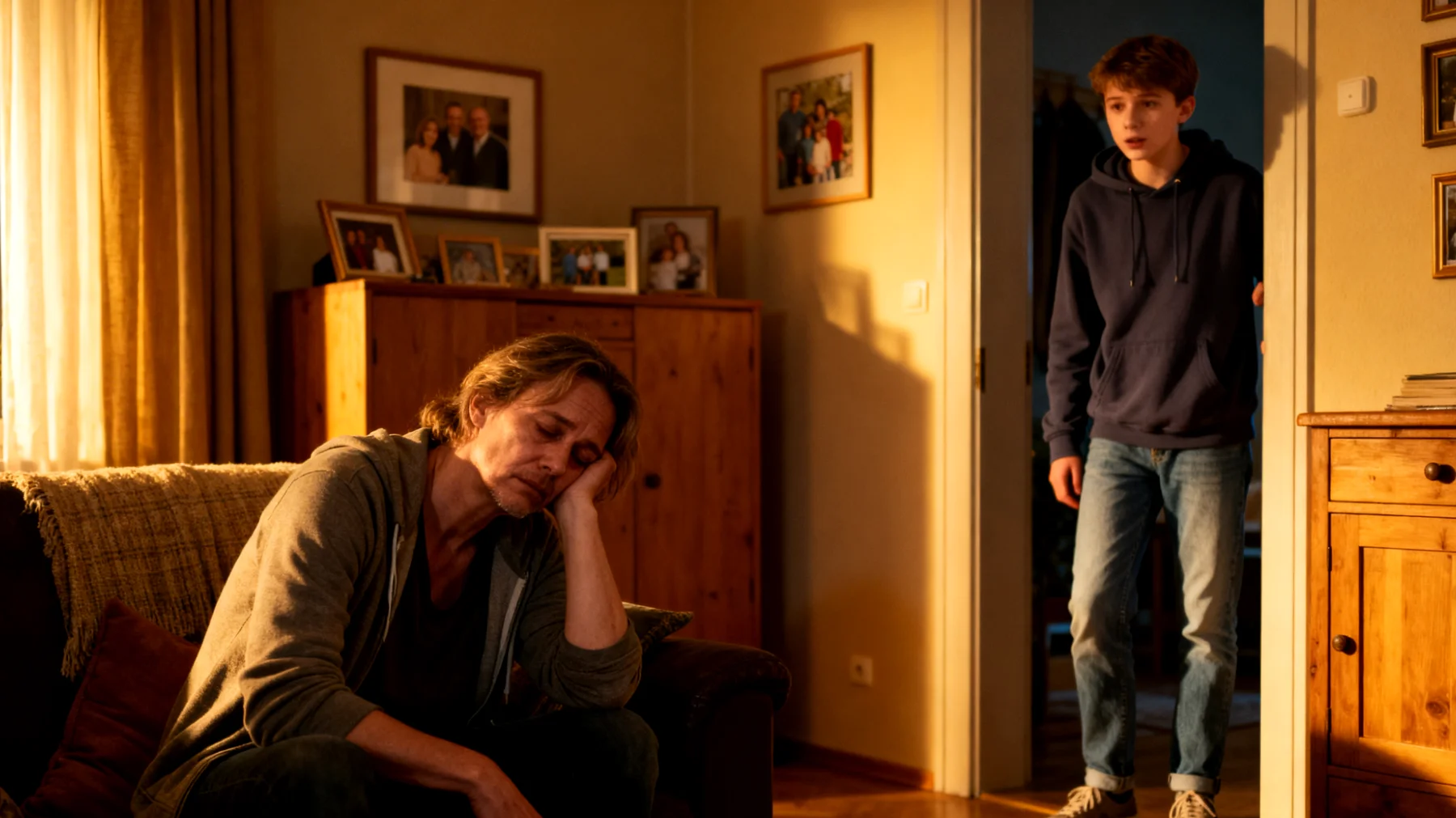 Die Eltern fühlen sich durch den Alltag mit Jugendlichen erschöpft und haben kaum Zeit, auf die emotionalen und sozialen Bedürfnisse ihrer Kinder einzugehen. Die ständige Müdigkeit führt dazu, dass wichtige Gespräche verschoben oder oberflächlich geführt werden, was bei den Jugendlichen das Gefühl erzeugt, nicht gehört oder verstanden zu werden."