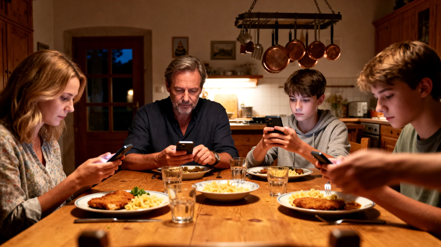 Die Eltern haben das Gefühl, dass sie trotz körperlicher Anwesenheit emotional und zeitlich kaum wirklich für ihre jungen Erwachsenen da sind. Die gemeinsame Zeit beschränkt sich auf oberflächliche Momente – gemeinsame Mahlzeiten am Handy, kurze Gespräche zwischen Terminen – ohne echte Tiefe oder Verbindung. Beide Seiten spüren eine wachsende emotionale Leere, wissen aber nicht, wie sie wieder zueinander finden können."