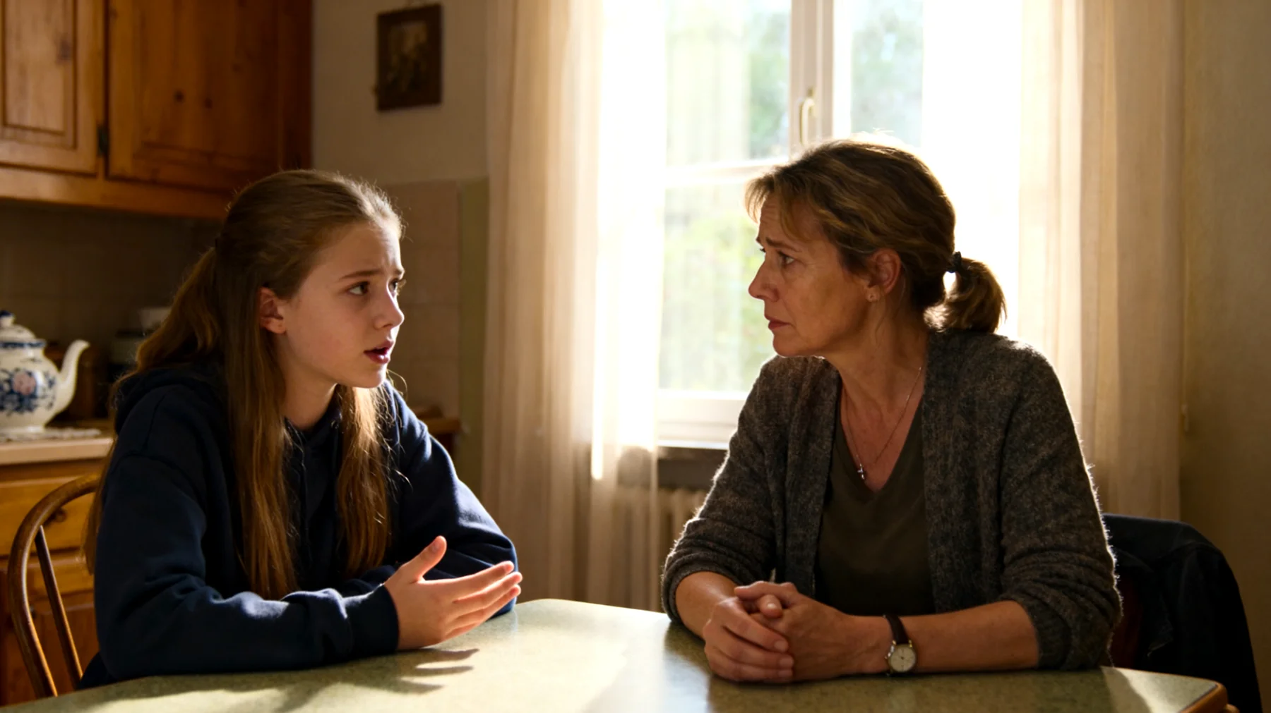 Eine Mutter bemerkt, dass ihre jugendliche Tochter / ihr jugendlicher Sohn zunehmend unfähig ist, alltägliche Situationen selbstständig zu bewältigen – sei es Hausaufgaben, soziale Konflikte oder einfache Entscheidungen – und bei jedem kleinen Problem sofort emotionale Unterstützung, Bestätigung oder direkte Hilfe bei der Mutter sucht. Die Mutter schwankt zwischen dem Wunsch, verfügbar und liebevoll zu sein, und dem wachsenden Bewusstsein, dass dieses Verhaltensmuster die Autonomie und das Selbstvertrauen des Teenagers blockiert."