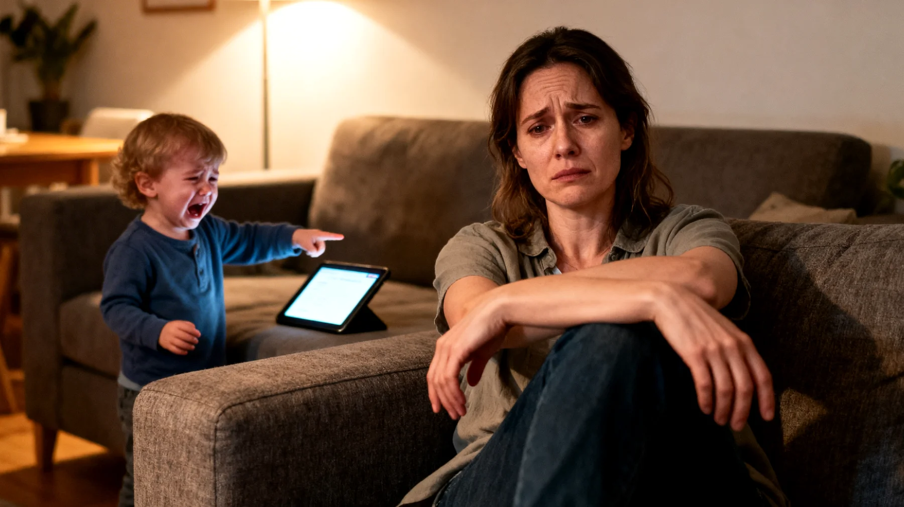 Die Mutter hat Schwierigkeiten, ihrem Kind gegenüber Grenzen zu setzen, und gibt seinen Forderungen und Launen ständig nach, aus Angst, es zu enttäuschen oder einen Konflikt auszulösen. Dieses Verhalten führt dazu, dass das Kind keine Frustrationstoleranz entwickelt und erwartet, dass alle seine Wünsche sofort erfüllt werden."